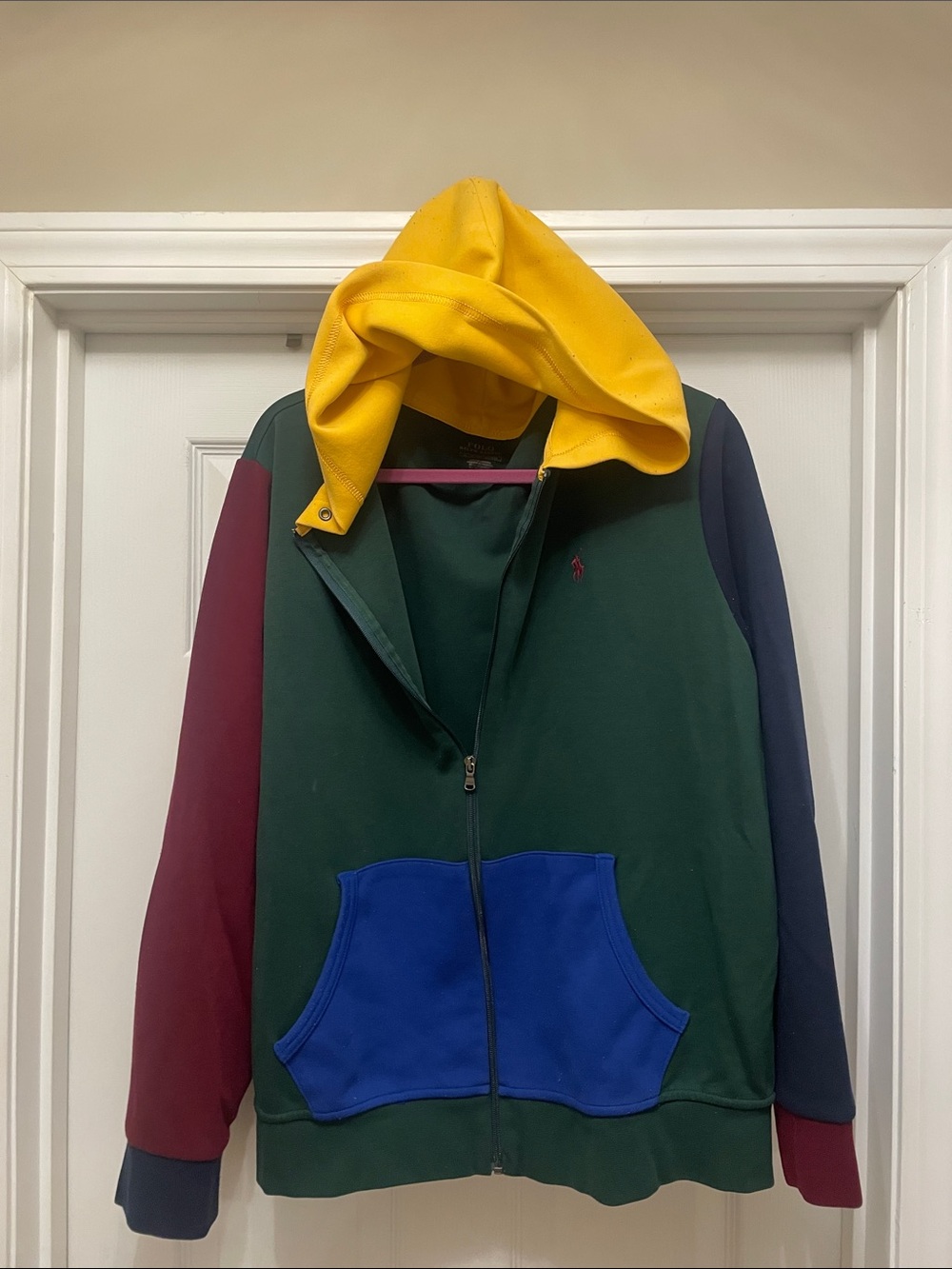 Ralph Lauren Colorblock men’s XL Zip Hoodie - Green/Yellow/Blue